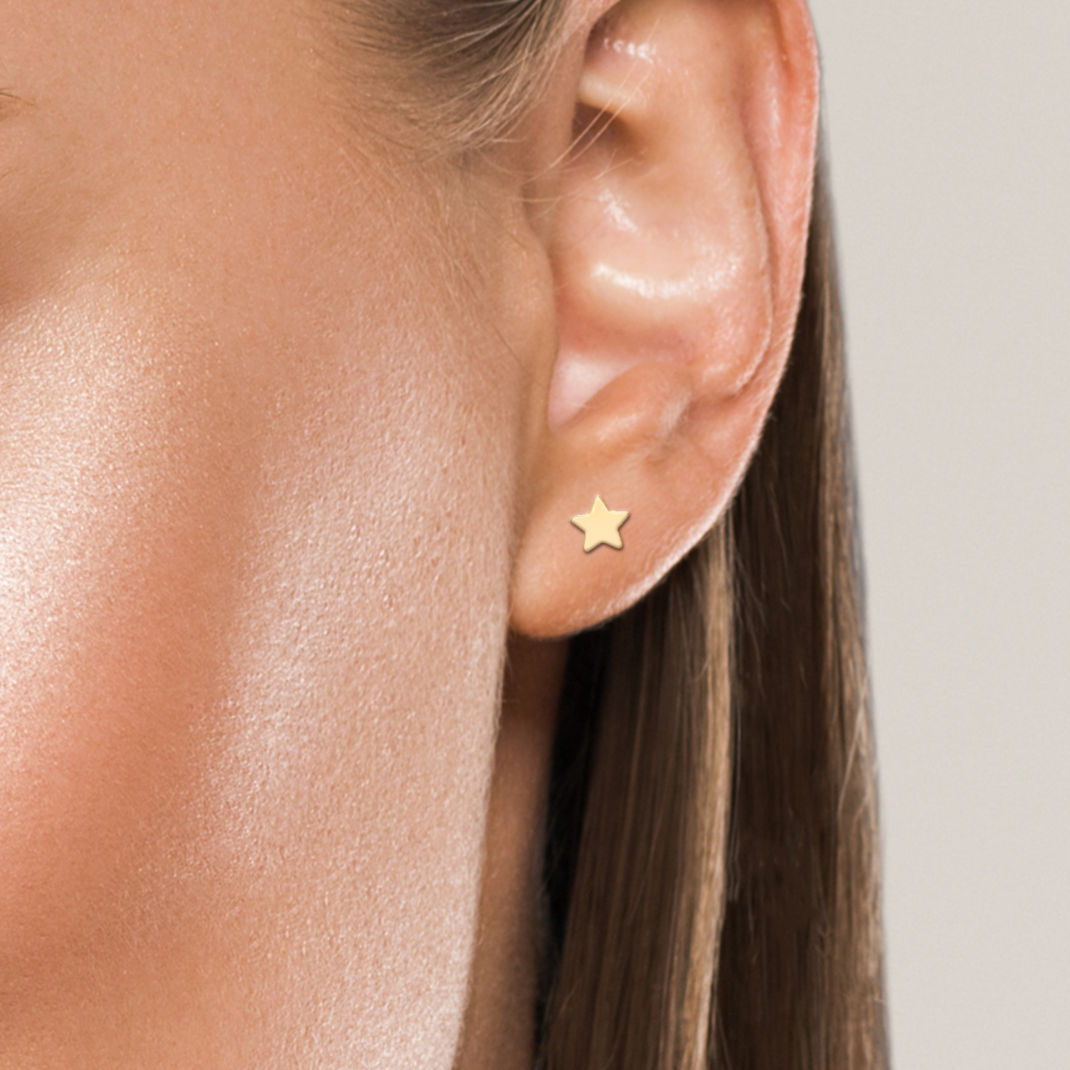14k Yellow Gold 5.5mm Dainty Star Stud Earrings, with Pushback, Women’s, Unisex