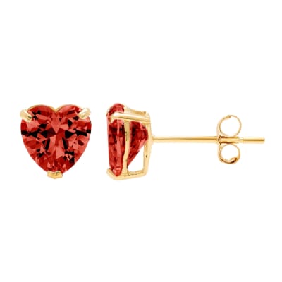 14k Yellow Gold 6mm CZ Heart Stud Earrings, with Pushback, Women’s, Unisex