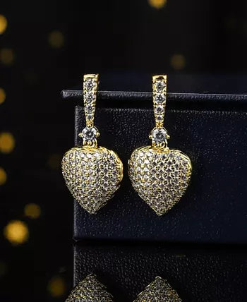 Gold-Tone Heart Drop Earrings