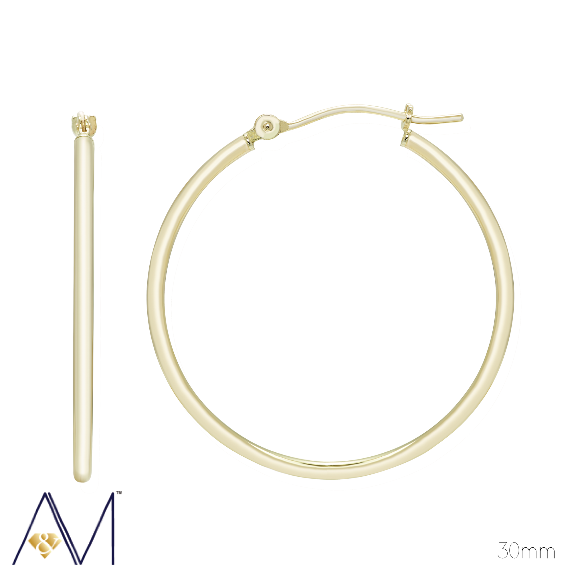 14k Gold Lightweight 2mm Hoop Earrings