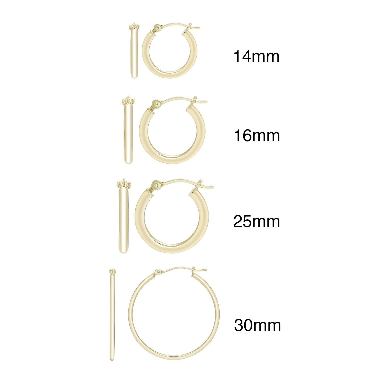 14k Gold Lightweight 2mm Hoop Earrings